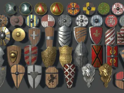 Medieval Shields Collection Vol1 Low-poly 3D model