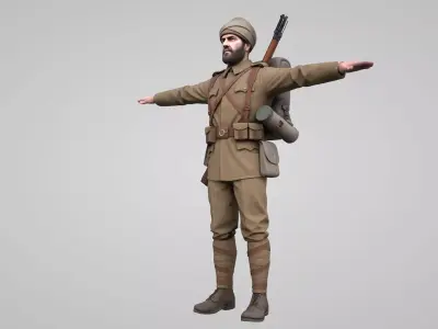  Old Turkish soldier 3D model Low-poly 3D model