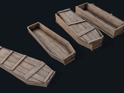 Old Coffin  Low-poly 3D model