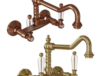 faucet antique brass kitchen 3D model