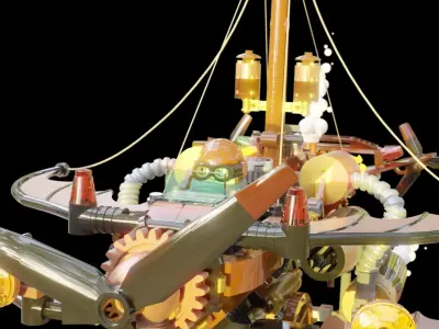 Steampunk Lego Airplane with robohelper 3D model