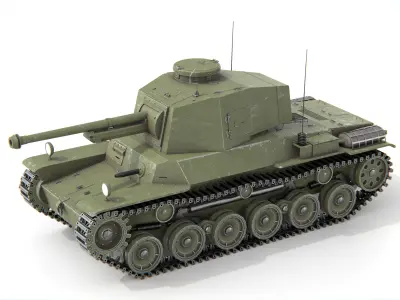 Type 3 Chi-Nu Medium Tank WWII Japanese Tank 3D model
