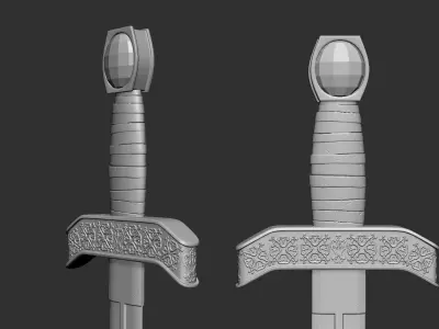 Medieval Sword 3D model 11