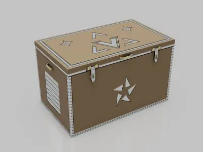 Trunk box with stars Low-poly 3D model