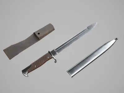 German Bayonets Knife WW Game Ready  Free low-poly 3D model