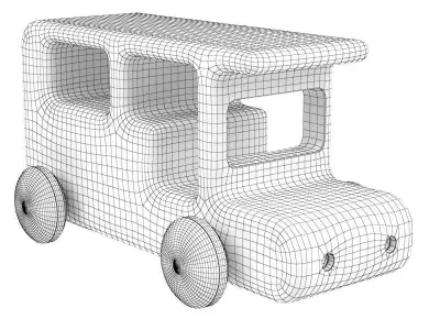 Wooden toy car 08 dirty 3D model
