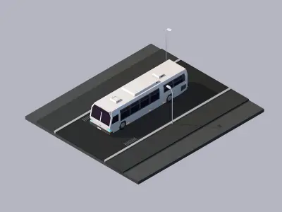 Cartoon Low Poly New York City Bus Low-poly 3D model