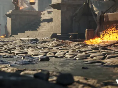 Roman Volcanic Temple Environment Low-poly 3D model