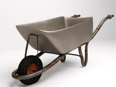 Rusted Wheelbarrow Low-poly 3D model