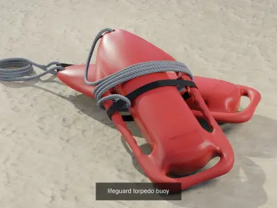 Lifebuoys two life preservers on beach 3D Model Pack