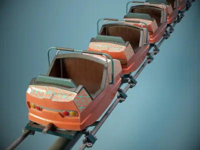 Roller Coaster Cart 02 PBR Game Ready Low-poly 3D model