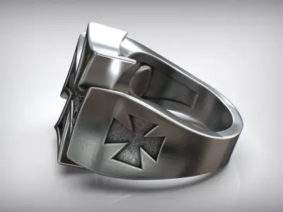 Maltese Cross Skull Heraldic Symbol Ring Knights Hospitaller 3D print model