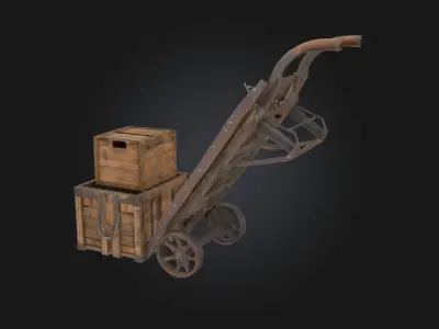 Handcart with Crates  Classic Load-Bearing Utility for Markets  3D model