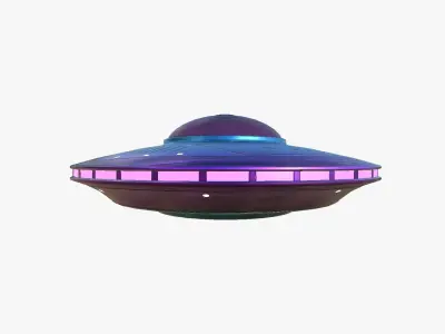 Alien Spaceship UFO B04 Purple Blue - Sci Fi Spacecraft Design Low-poly 3D model