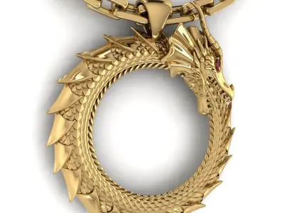 Golden dragon pendant 3D model