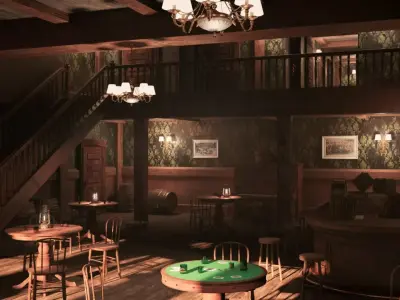 Far West Saloon Environment - Unreal Engine 5 Low-poly 3D model