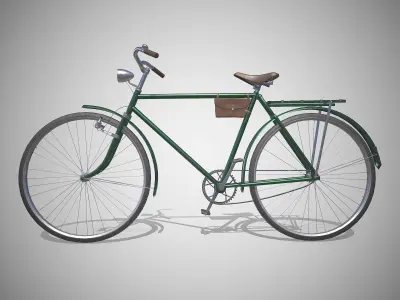 Customizable Vintage Bicycle Green - Updated for 2021 Low-poly 3D model