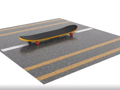 realistic skateboard on road Low-poly 3D model
