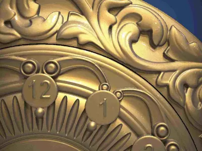 Carved clock for 3D printing and CNC 3D print model 28