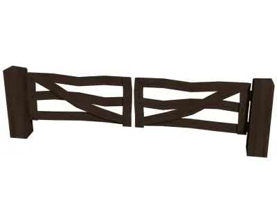 Wooden Oak Gate Free low-poly 3D model