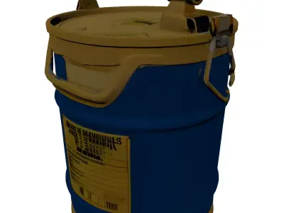 Blue Yellow Industrial Warning Barrel 3D model