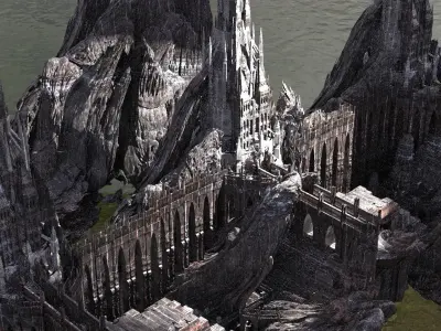 Dark Fantasy Mountain fortress 4 3D model