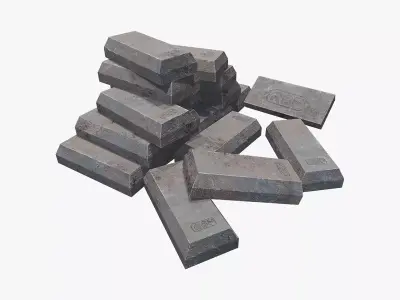 Medieval Iron Ingots Low-poly 3D model