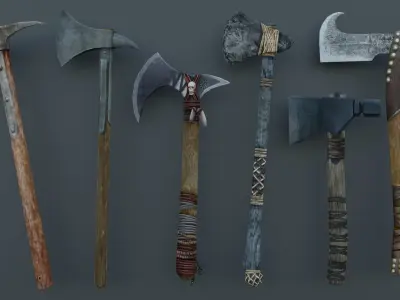 Medieval Axes Ancient Assassins creed Pack of 6 Low-poly 3D model