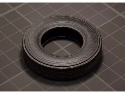 Old Car Tire Rubber Wheel Dirty with Bird Droppings Dock Pier 3D model