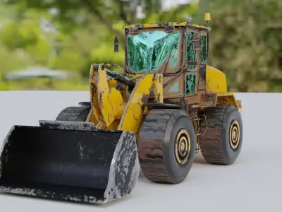 Truck Loader - Rusty old loader realistic and low poly Low-poly 3D model
