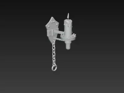 Medieval Wall Candle Sconce - PBR Low Poly Game Ready Low-poly 3D model