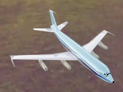 Fictional Quad Engine 1950s Jetliner 707-020 Inspired Low-poly 3D model