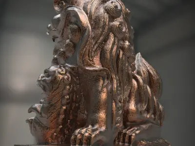Collection of Stone Lion Statues Bronze Statues 3D print model