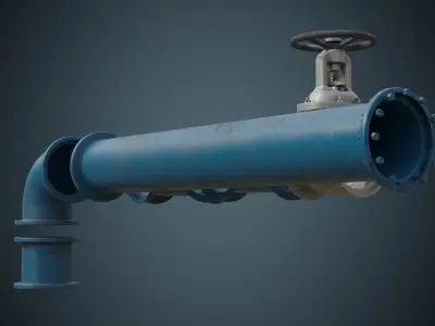 Industrial Pipes 6B Low-poly 3D model