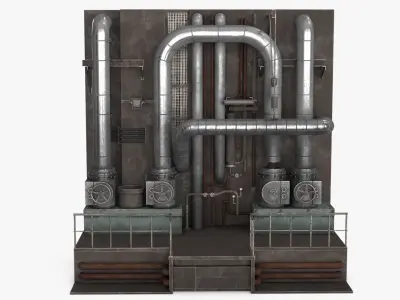 Industrial Pipes v5 Low-poly 3D model