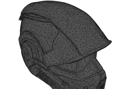 Metallic SciFi Helmet with Red Visor 3D model