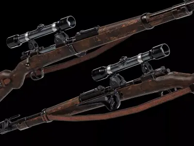 Kar98k with mods Low-poly 3D model