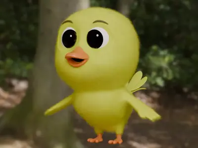 cute duck with rigging 3D model
