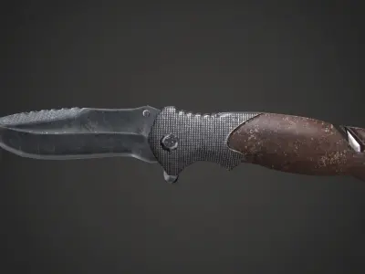 Pocketknife Military Hunting Knife Butterfly Low-poly 3D model