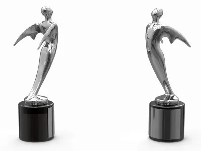 Abstract Human Figure Trophy Silver 3D model