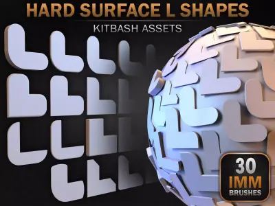 30 Hard Surface IMM L Shapes Low-poly 3D model