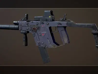 Kriss Vector Highpoly and Lowpoly models PBR Low-poly 3D model