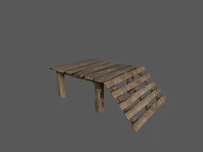 Bridge platform wood  Low-poly 3D model