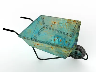 wheelbarrow old rusty Free low-poly 3D model
