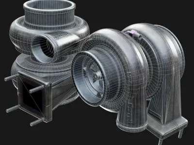 Turbocharger Low-poly 3D model