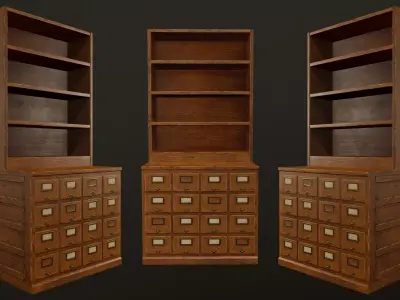 Card File Cabinet - PBR Game Ready Low-poly 3D model