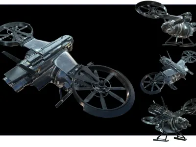 Drone Sci Fi Game Ready PBR Textures Low-poly 3D model