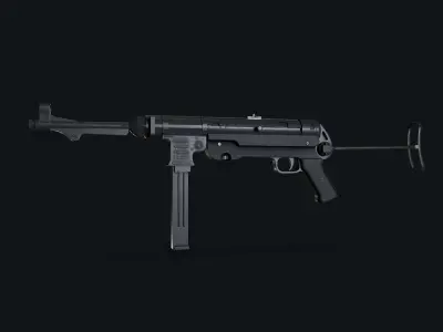 MP 40 Panzerfaust 60 Stick Hand Grenade Low-poly 3D model