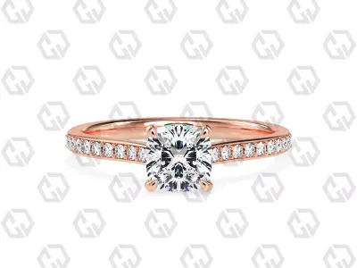 Ring 52 Cushion shape pave setting ring with gems 3D print model
