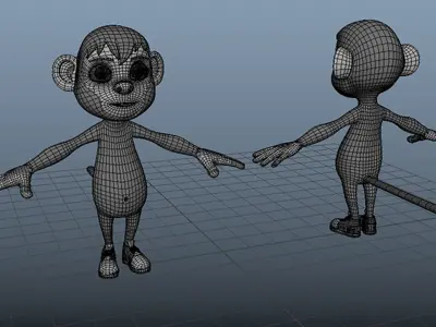 3D Stylized Monkey Low-poly 3D model